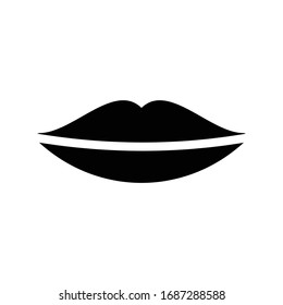 icono plano de glifo de besar labios 