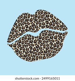 Lips with leopard print on them vector image of trend ornaments