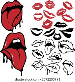 Lips Licking Tongue Set Bundle