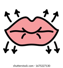 Icono de elevación de levas. Contorno labios levantar icono vectorial de diseño web aislado en fondo blanco