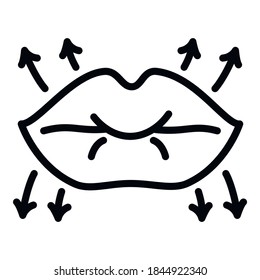 Lips lifting icon. Outline lips lifting vector icon for web design isolated on white background