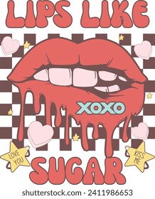 Lips Like Sugar, Romantic illustrations, love-themed graphics, and merchandise suitable for T-shirt designs, clipart, and romantic typography