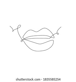 Lips line art illustration for your design: tattoo, t-shirt, wall art
