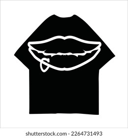 Lips Line Art Vector Illustration for tshirt design, Streetwear, Typography,Graffiti, poster, on white background