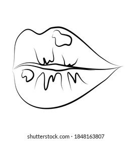 Lips line art vector sketch