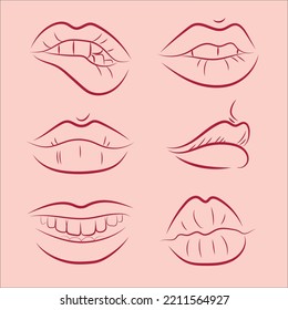 lips line different angle kiss
