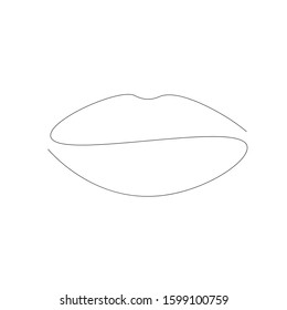Lips line drawing silhouette. Vector illustration