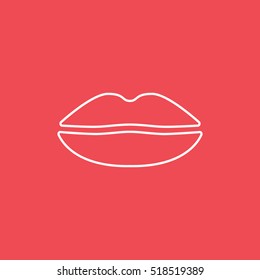 Lips Line Icon On Red Background