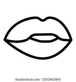 Icono de línea de labios, concepto de pasión, Signo de besos en fondo blanco, Icono de labios en diseño web de concepto móvil estilo contorno. Gráficos vectoriales.