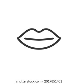 Lips line icon, sign or symbol. Premium pictogram in trendy outline style. Lips pixel perfect vector icon isolated on a white background. 