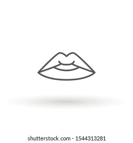 Lips line Icon in trendy flat style isolated on white background. Mouth symbol for your web site design, logo, app, UI. Lip vector illustration