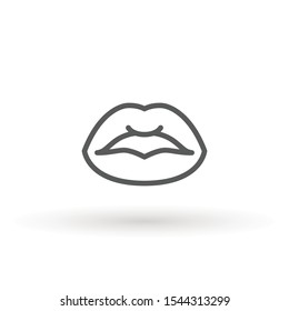 Lips line Icon in trendy flat style isolated on white background. Mouth symbol for your web site design, logo, app, UI. Lip vector illustration