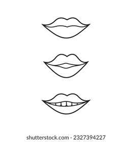 Icono de línea de labios en estilo plano de moda aislado en fondo blanco. Símbolo de boca para el diseño del sitio web, logotipo, aplicación, interfaz de usuario. Ilustración del vector,