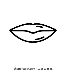 Lips Line Icon Unisex Vector black
