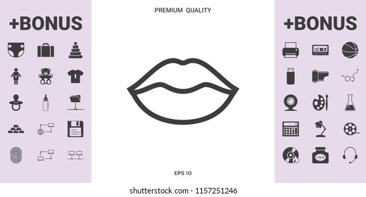 Lips linel icon - graphic elements for your design