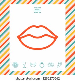 Lips linel icon. Graphic elements for your design