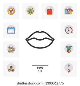 Lips linel icon. Graphic elements for your design