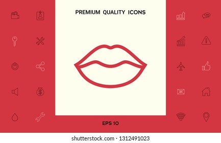 Lips linel icon. Graphic elements for your design