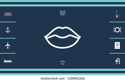 Lips linel icon. Graphic elements for your design
