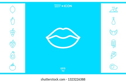 Lips linel icon. Graphic elements for your design
