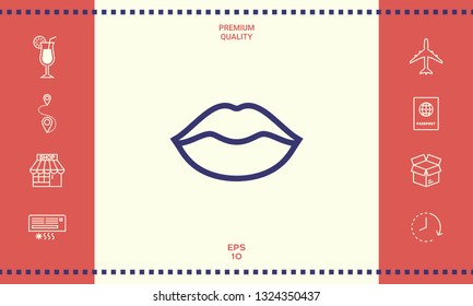 Lips linel icon. Graphic elements for your design