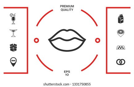 Lips linel icon. Graphic elements for your design