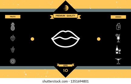 Lips linel icon. Graphic elements for your design
