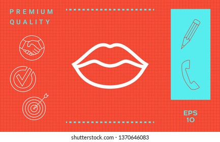 Lips linel icon. Graphic elements for your design
