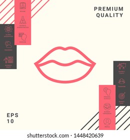 Lips linel icon. Graphic elements for your design
