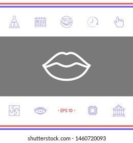 Lips linel icon. Graphic elements for your design