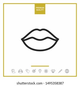Lips linel icon. Graphic elements for your design
