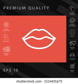 Lips linel icon. Graphic elements for your design