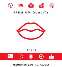 Lips linel icon. Graphic elements for your design