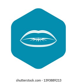 Lips with lines drawn around it icon. Simple illustration of lips with lines drawn around it vector icon for web