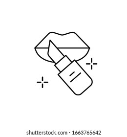 Labios, ícono de pintalabios. Línea simple, contorno vectorial elementos de los salones de belleza para ui y ux, sitio web o aplicación móvil