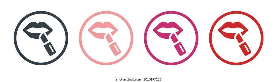Lips y una ilustración vectorial de icono de lápiz labial. Maquillaje y símbolo cosmético.