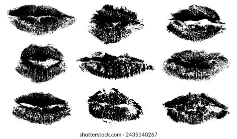 Lippen, Lippenstiftkuss, Set. Vektorgrafik