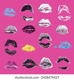 Labios Lápiz Labial Vector Besos editables en rosa
