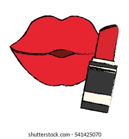 lips and lipstick makeup icon image vector illustration design 