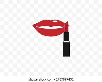 Lips, lipstick, makeup icon. Vector illustration, flat design.