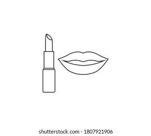 Lips, lipstick outline icon. Vector illustration, flat design.