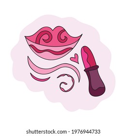Lips and lipstick. Vector illustration