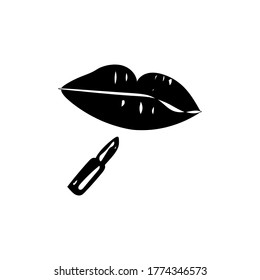Lippen, Lippenstift.silhouette.einzeln auf weißem Hintergrund.Vektorgrafik.