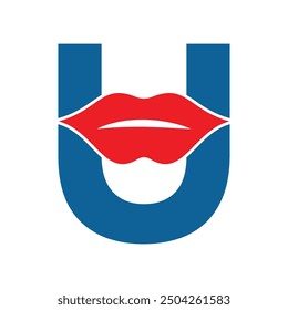 Logo de los labios combinado con la letra U Vector Plantilla