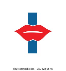 Logo de los labios combinado con la letra I Vector Plantilla