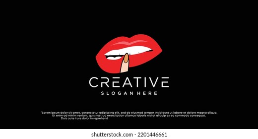 lips logo design with concept beautuful Premium Vector