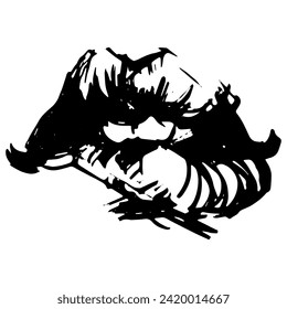 Lips Logo Design , Lips Icon sketch, pencil scribble
