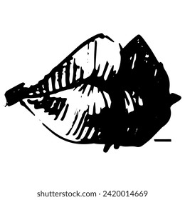 Lips Logo Design , Lips Icon sketch, pencil scribble
