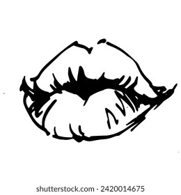 Lips Logo Design , Lips Icon sketch, pencil scribble