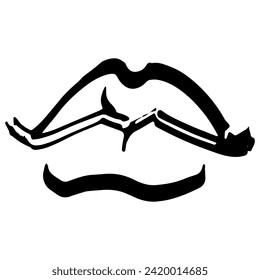 Lips Logo Design , Lips Icon sketch, pencil scribble